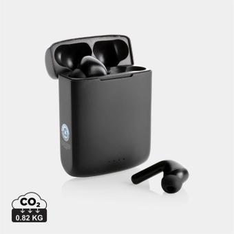 XD Xclusive Skywave RCS recycled plastic solar earbuds Black