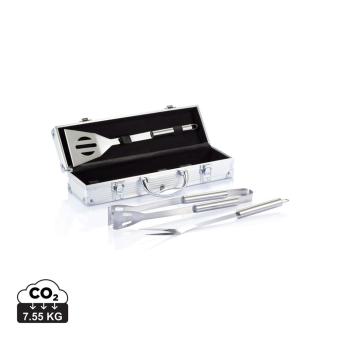 XD Collection 3 pcs barbecue set in aluminium box Silver/black