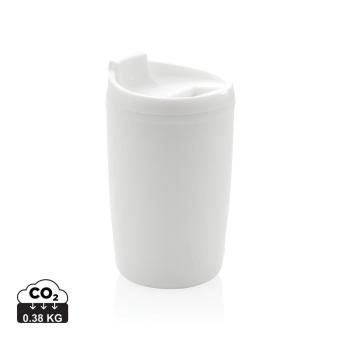 XD Collection GRS recycelter PP-Becher mit Flip-Deckel Weiß
