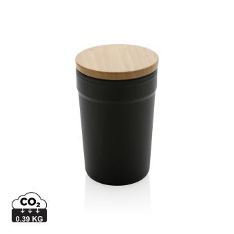 XD Collection GRS certified recycled PP mug with bamboo lid Black