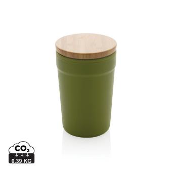 XD Collection GRS certified recycled PP mug with bamboo lid Green