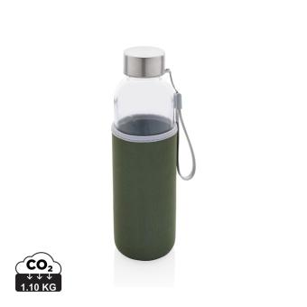XD Collection Glass bottle with neoprene sleeve Green