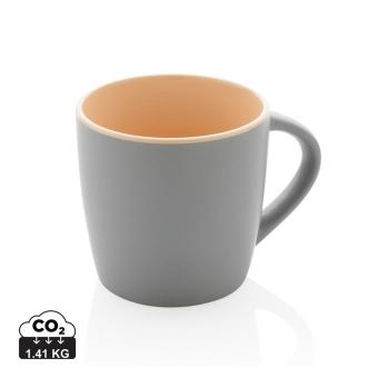 XD Collection Ceramic mug with coloured inner 300ml Brown gray