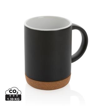 XD Collection Ceramic mug with cork base Black