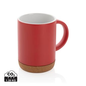 XD Collection Ceramic mug with cork base Red