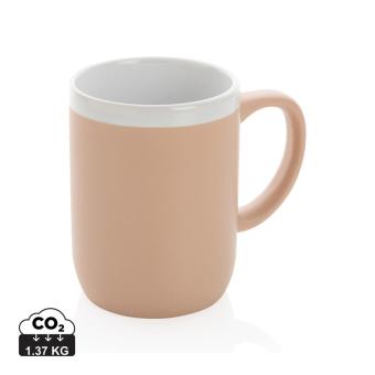 XD Collection Ceramic mug with white rim 300ml. White/brown