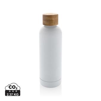 XD Collection Wood RCS certified recycled stainless steel vacuum bottle White