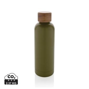 XD Collection Wood RCS certified recycled stainless steel vacuum bottle Green