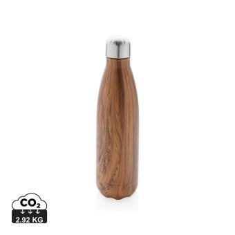 XD Collection Vacuum insulated stainless steel bottle with wood print Brown