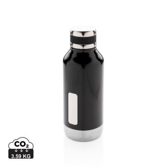 XD Collection Auslaufsichere Vakuumflasche mit Logoplatte Schwarz