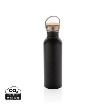 XD Collection Modern stainless steel bottle with bamboo lid 