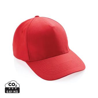 XD Collection Impact 5panel 280gr Recycled cotton cap with AWARE™ tracer Luscious red