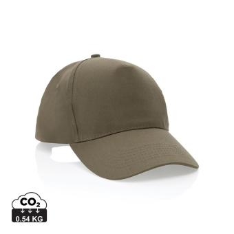 XD Collection Impact 5 panel 190gr Recycled cotton cap with AWARE™ tracer Green