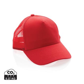 XD Collection Impact AWARE™ Brushed rcotton 5 panel trucker cap 190gr Red