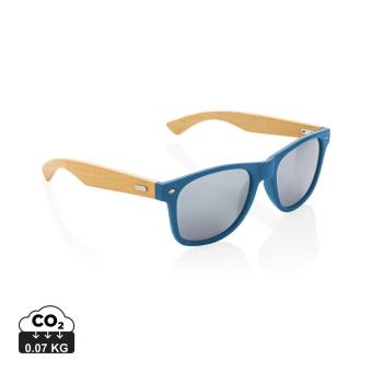 XD Collection Sonnenbrille aus Bambus und RCS recyceltem Kunststoff Blau