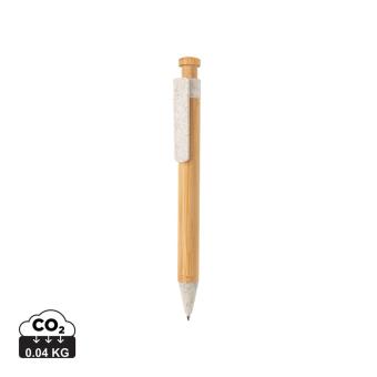 XD Collection Bambus Stift mit Wheatstraw-Clip Weiß