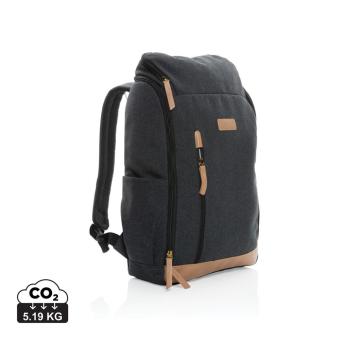 XD Collection Impact AWARE™ 16 oz. recycled canvas 15" laptop backpack Black
