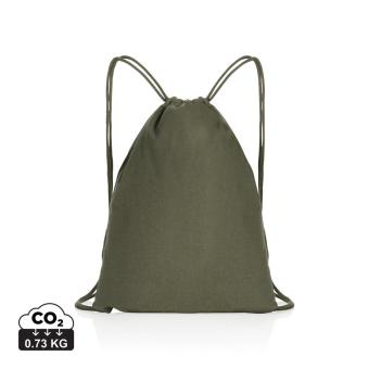 XD Collection Impact AWARE™ recycled cotton drawstring backpack 145g Green