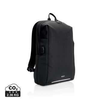 Swiss Peak AWARE™ RFID and USB A laptop backpack Black