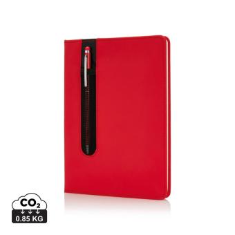 XD Collection Basic Hardcover PU A5 Notizbuch mit Stylus-Stift Rot