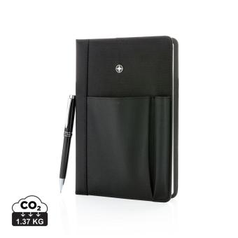 Swiss Peak Refillable notebook and pen set Black