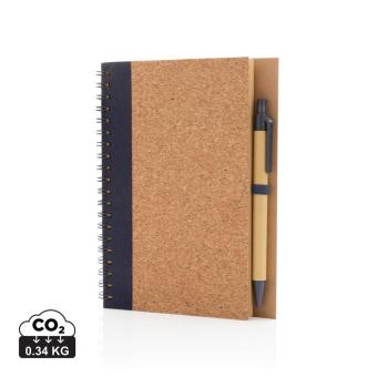 XD Collection Cork spiral notebook with pen Aztec blue