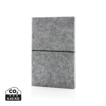 XD Collection GRS certified recycled felt A5 softcover notebook Convoy grey