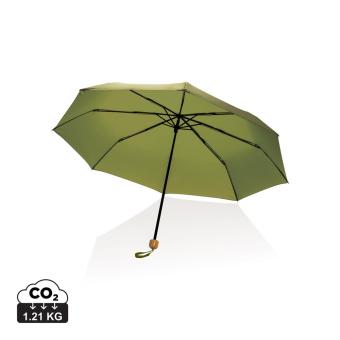 XD Collection 20.5" Impact AWARE™ RPET 190T Pongee bamboo mini umbrella Green