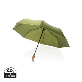XD Collection 21" Impact AWARE™ RPET 190T bamboo auto open/close umbrella Green