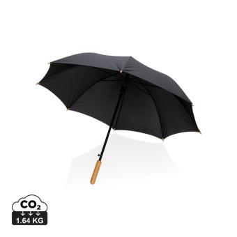 XD Collection 23" Impact AWARE™ RPET 190T auto open bamboo umbrella Black