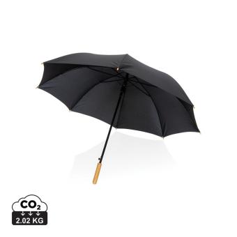 XD Collection 27" Impact AWARE™ RPET 190T auto open bamboo umbrella Black