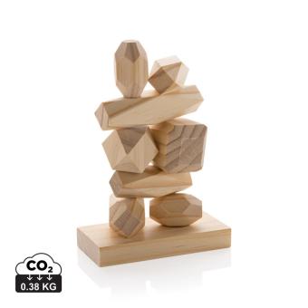 Ukiyo Crios wooden balancing rocks in pouch Brown