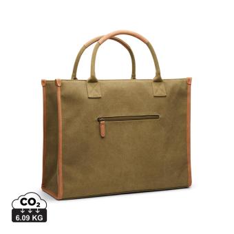 VINGA Bosler RCS recycled canvas office tote Green