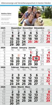 4-Monatskalender (Einblatt): Portooptimierter Einblatt-Monatskalender mit perforierten Blättern, großzügiger Werbefläche und hochwertiger Werbung – inklusive 4C-Digitaldruck Light grey