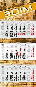 3-Monatskalender (Mehrblock): Premium-Mehrblock-Monatskalender mit eleganter Wire-O-Bindung, hochwertigem Kalendarium und mehreren Werbeflächen – inklusive 4C-Digitaldruck Light grey