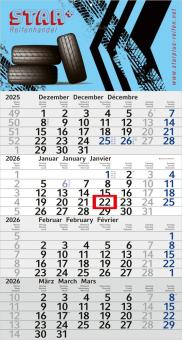 4-Monatskalender (Einblatt): Preiswerter Einblatt-Monatskalender mit großzügiger Werbefläche und modernem Design, individuell gestaltbar – inklusive 4C-Digitaldruck Light grey | Aztec blue