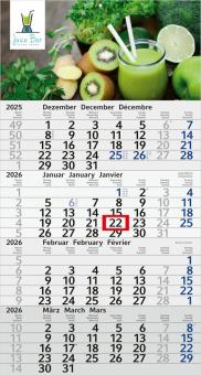 4-Monatskalender (Einblatt): Kalendarium aus Recyclingpapier mit „Blauer Engel“-Zertifizierung, großzügige Werbefläche – inklusive 4C-Digitaldruck Light grey | Aztec blue