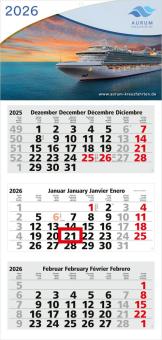 3-Monatskalender (Mehrblock): Preiswerter Mehrblock-Monatskalender mit großzügiger Werbefläche am Kopf und hochwertiger Werbung – inklusive 4C-Digitaldruck Hellgrau