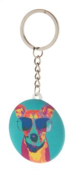 KeyBadge RPET Mini Button-Schlüsselanhänger Weiß