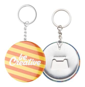 KeyBadge Bottle pin button keyring Silver