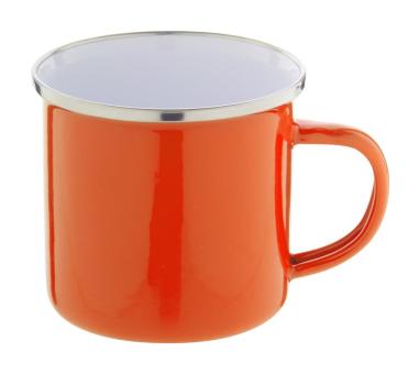 Enavint Emailletasse Orange/weiß