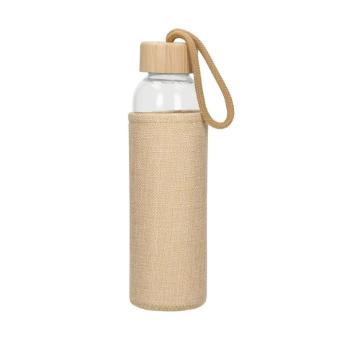 Glasflasche mit Hülle "Natural", 0,5l Transparent