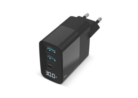 Sitecom CH-1001 30W GaN Power Delivery Wall Charger with LED display Schwarz