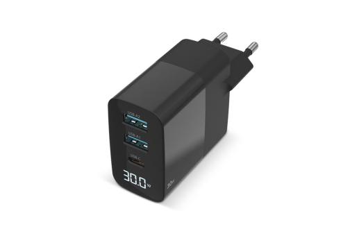 Sitecom CH-1001 30W GaN Power Delivery Wall Charger with LED display Schwarz