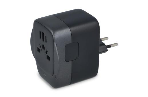 Enjoy Technology PowerPro Reiseadapter aus recyceltem Kunststoff Schwarz
