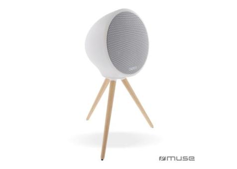 M-655 | Muse Voll-LED, spritzwassergeschützter Bluetooth-Lautsprecher mit Stativ 100W Weiß