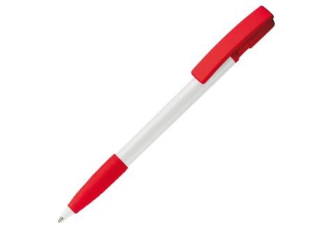 Kugelschreiber Nash Hardcolour mit Gummigriff Weiß/rot