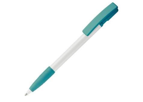 Kugelschreiber Nash Hardcolour mit Gummigriff Türkis/weiß