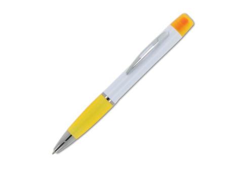 Kugelschreiber Hawaii mit dreifarbigem Textmarker Weiß/gelb