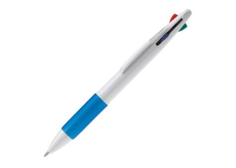 Kugelschreiber mit 4 Schreibfarben Blau/weiß